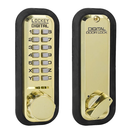 Lockey Usa Mechanical Keyless Deadbolt, Single Sided, 2210, Bright Brass 2210BB